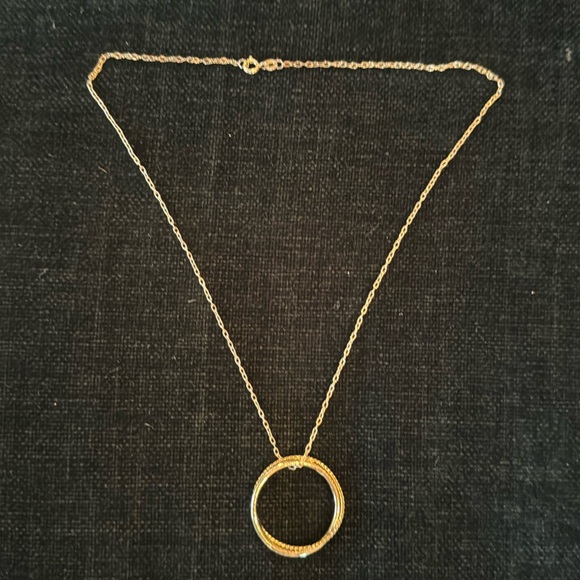 Sterling Silver /gold circle necklace with gold braid - Picture 3 of 8